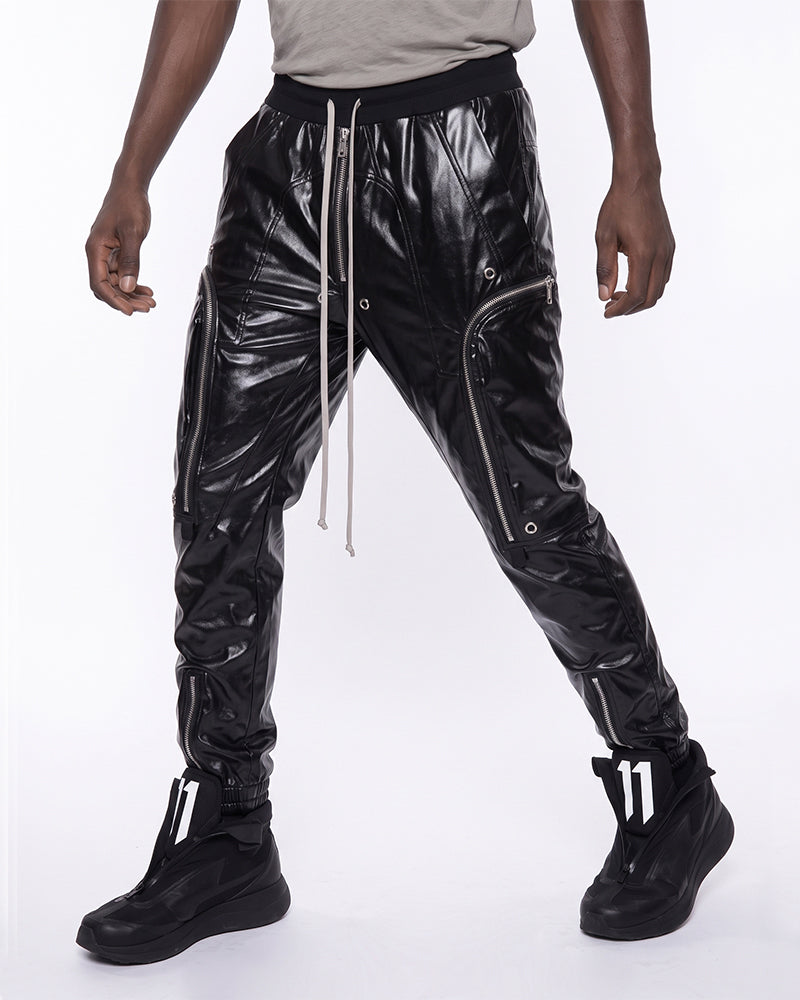 Coated Multi-Zipper Deconstructed Cargo Joggers