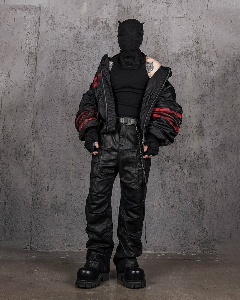 Distressed Bondage MA-1 Jacket Red