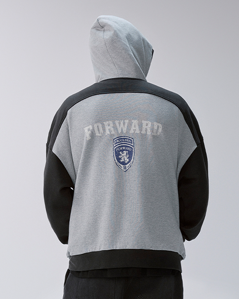 Contrast Panel Badge Graphic Hooded Jacket