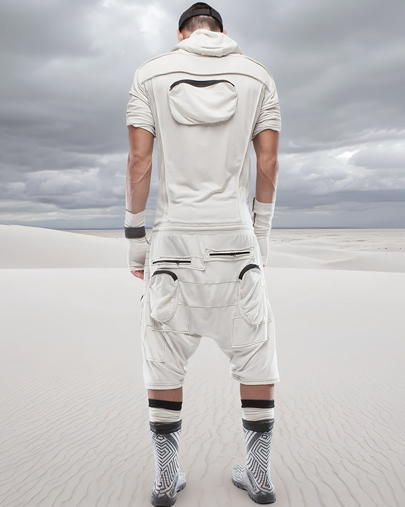 Wasteland Asymmetric 3D-Pocket Hooded T-Shirt