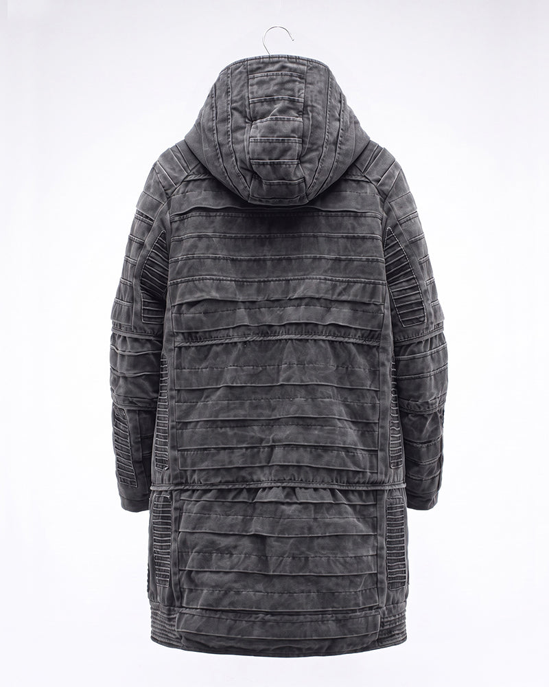 Wasteland Deconstructed Distressed Mid-Length Thick Puffer Jacket