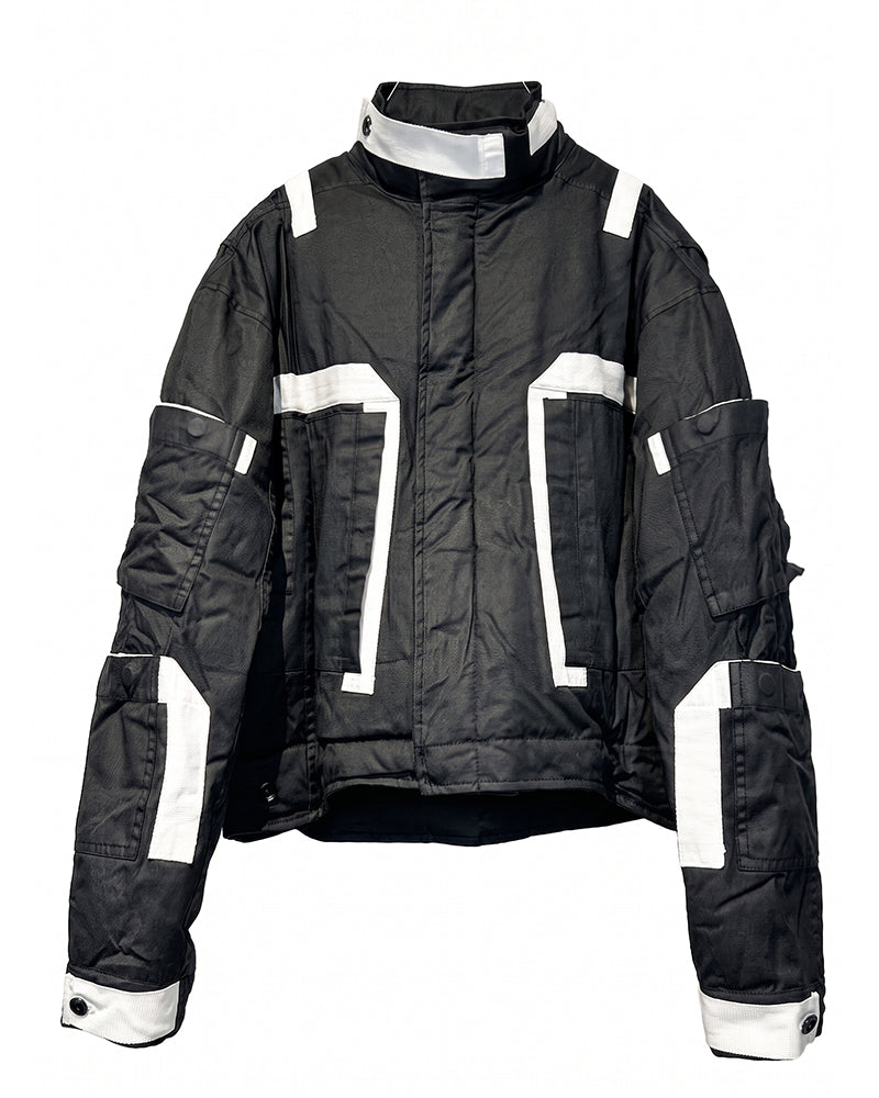 Post-Apocalyptic Color-Block Cropped Thick Puffer Coat