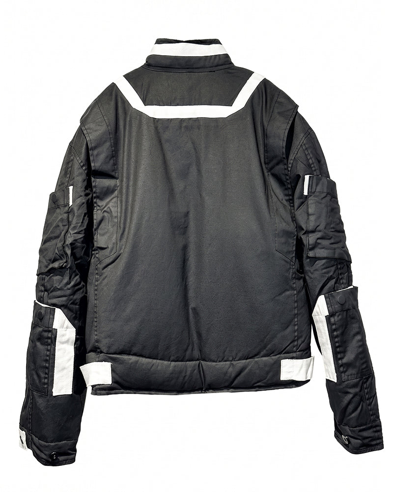Post-Apocalyptic Color-Block Cropped Thick Puffer Coat