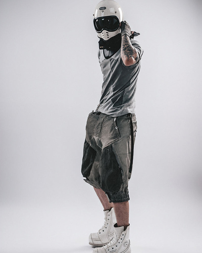 Wasteland Wear 3D Patchwork Distressed Cotton T-Shirt