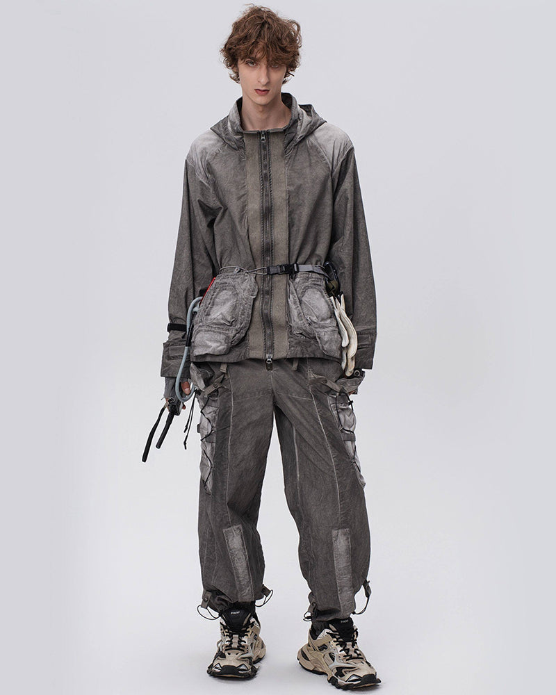 Post-Apocalyptic Distressed Pocket Hooded Jacket