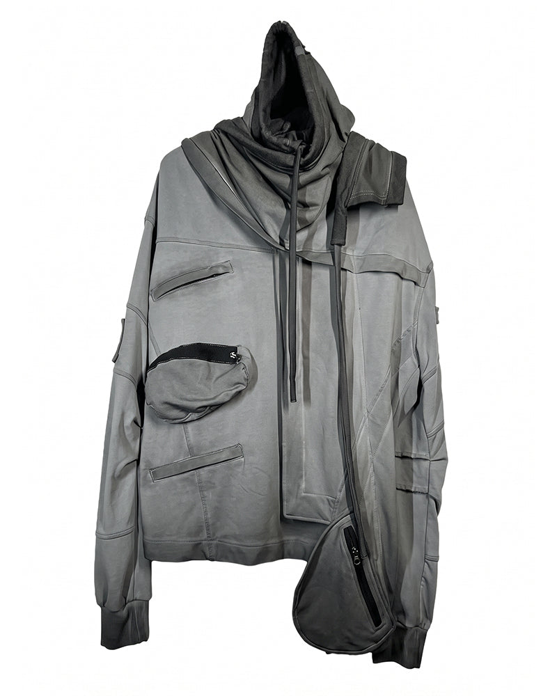 Asymmetric Dirty Dye Deconstructed Wasteland Hoodie
