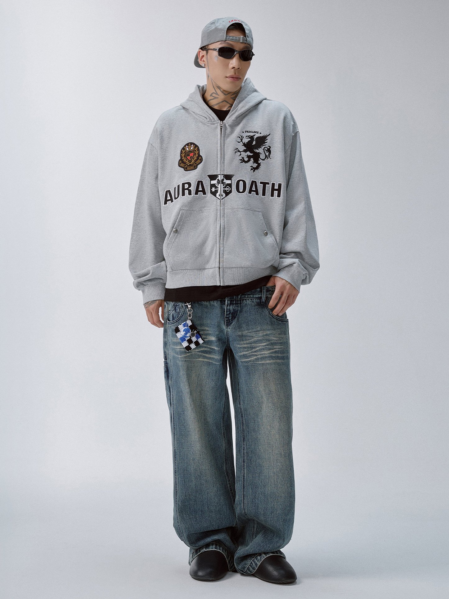 Crest Emblem Patch Zip-Up Hoodie