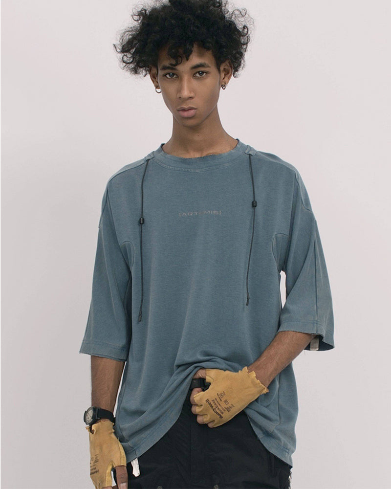 Wasteland Style Patchwork Drawstring T-Shirt