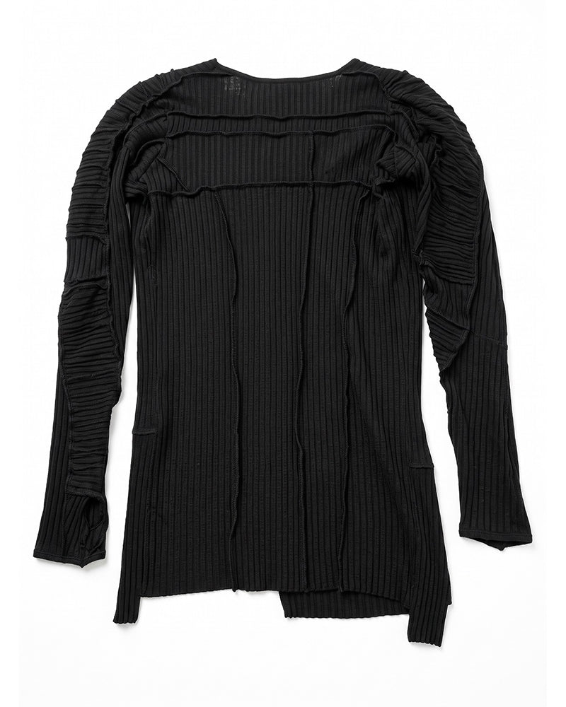 Wasteland Tiered Pleated Deconstructed Long‑Sleeve T-Shirt