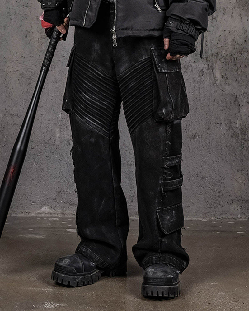 Deconstructed Distressed Wanderer Multi-Pocket Jeans