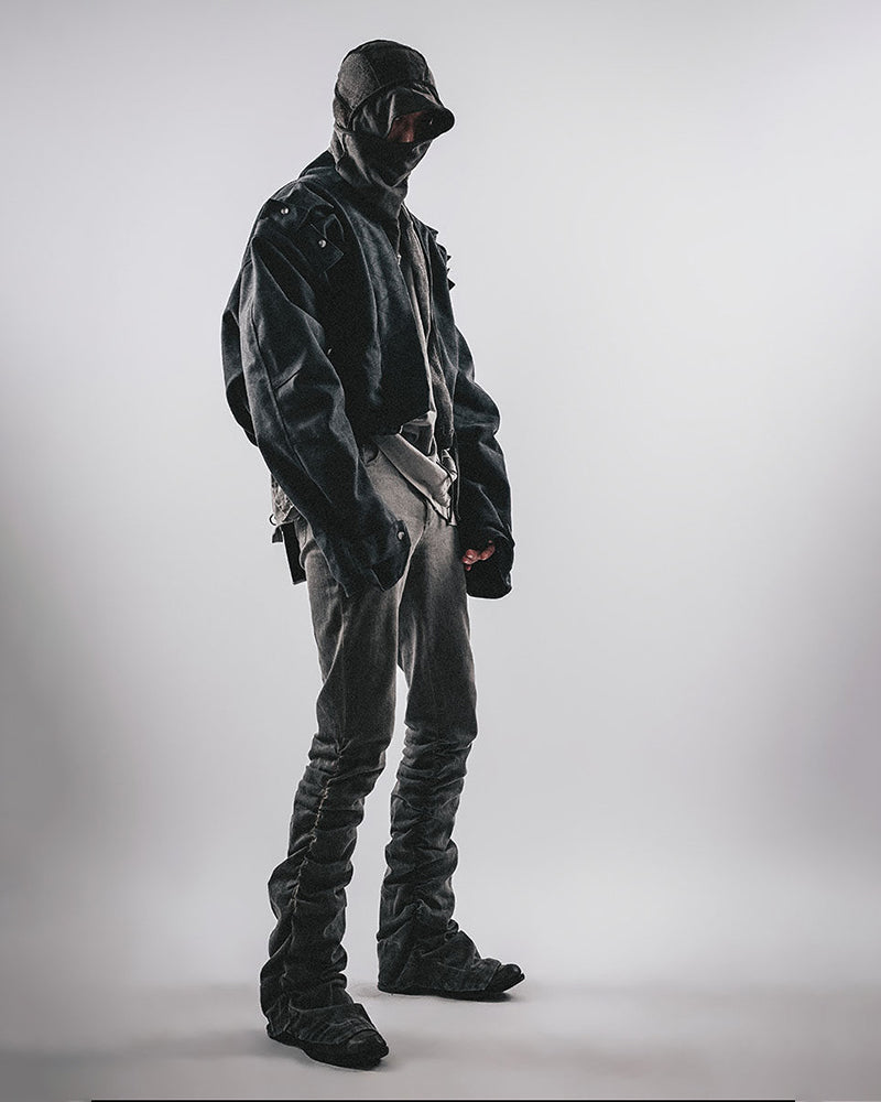 Post-Apocalyptic Deconstructed Cropped Moto Jacket
