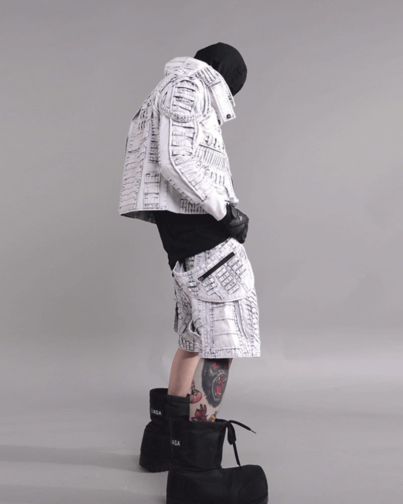 Wasteland Asymmetric Distressed Drop-Crotch Shorts