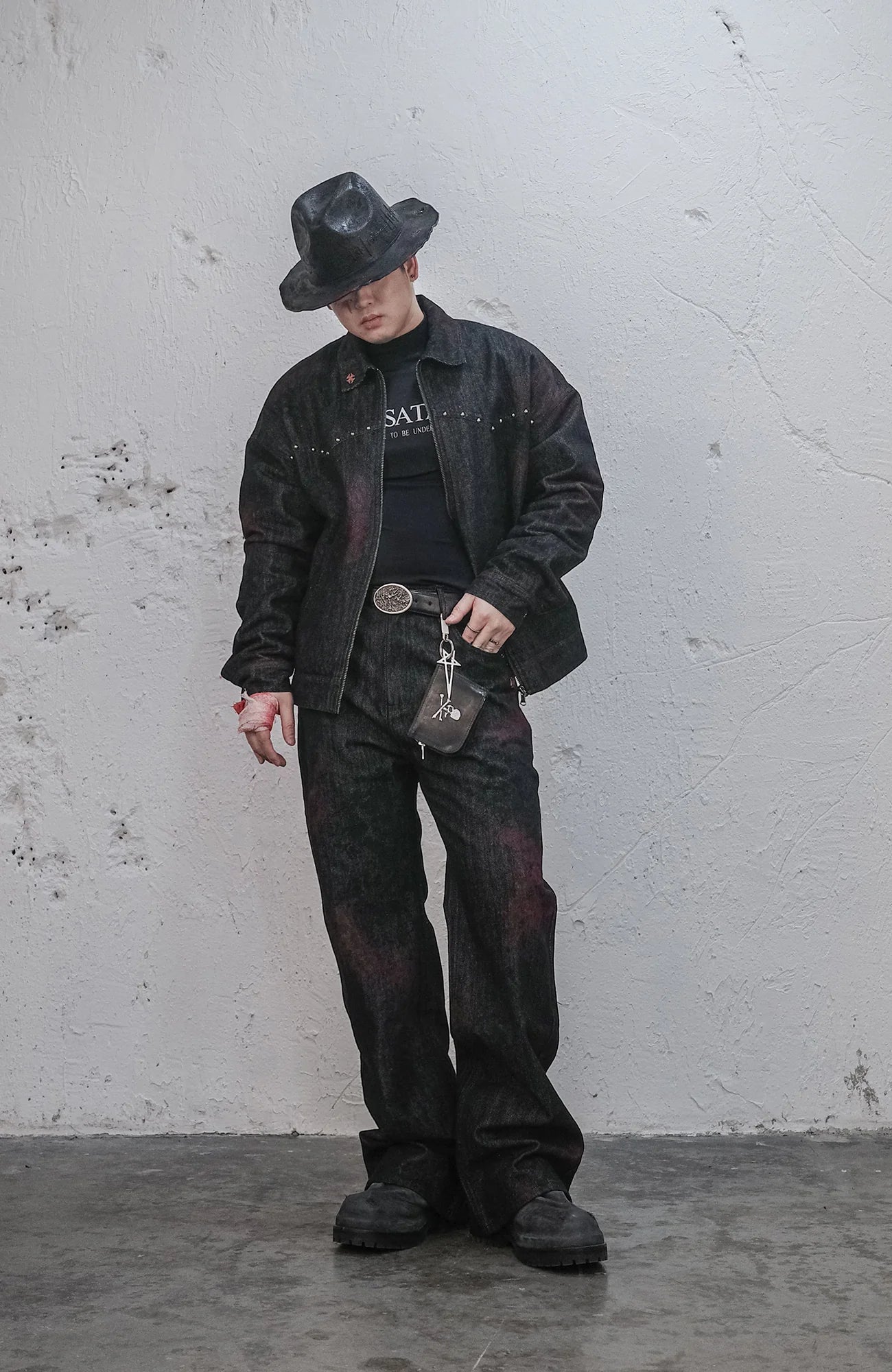 Bloodstained Raw Flared Denim Pants