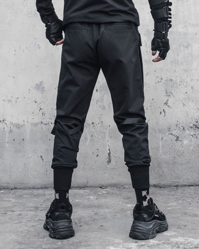 Tactical Strap-Detail Techwear Cargo Pants