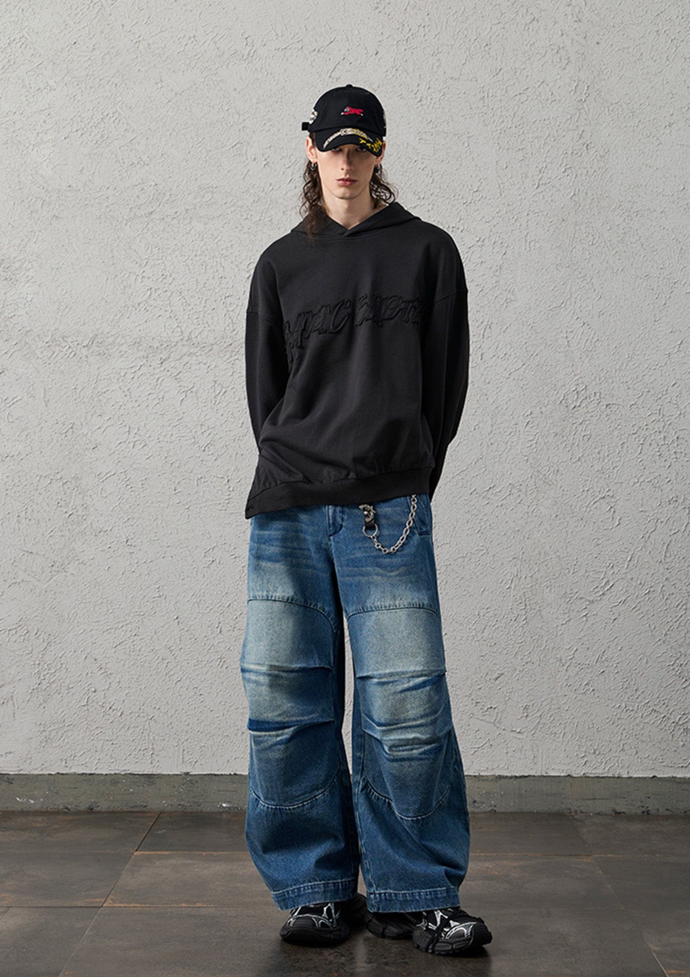 Asymmetrical Hem Embroidered Hoodie