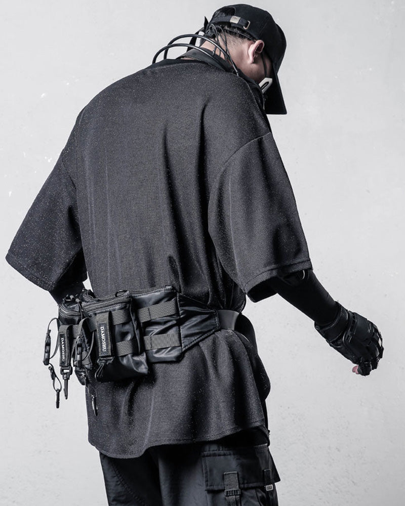 Techwear Irregular Slit Hem T-Shirt