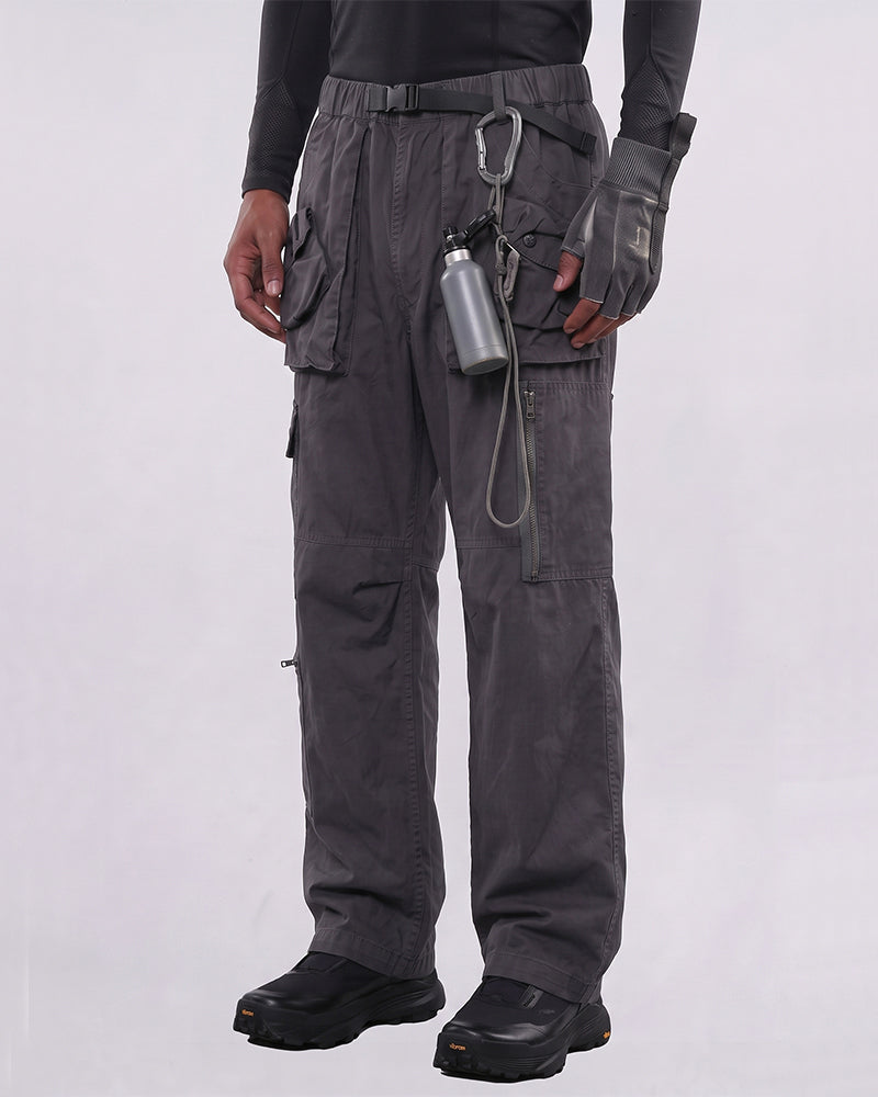 Distressed Zippered Patchwork Cargo Pants