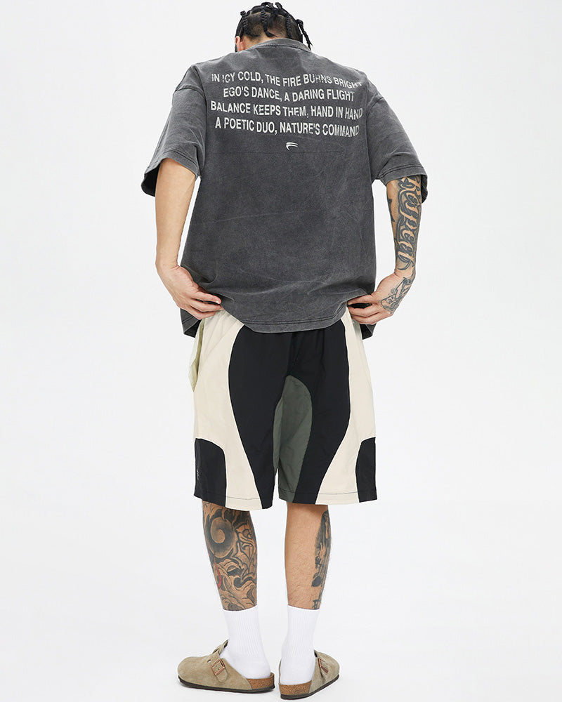 Washed Vintage Contrast Slogan Print T-Shirt