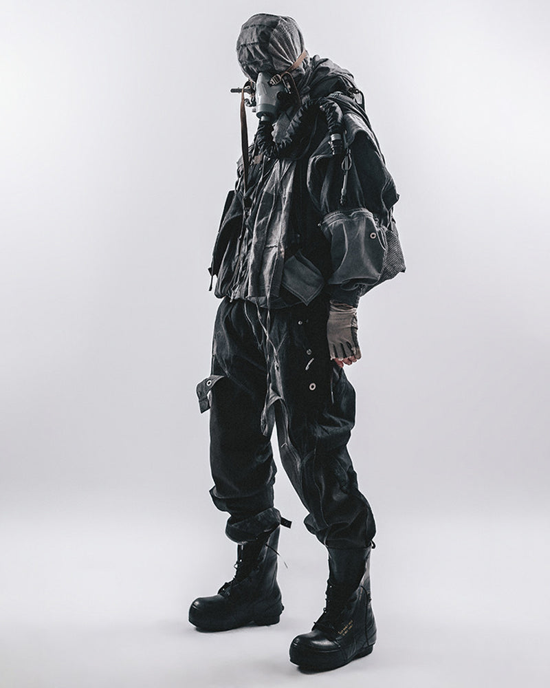 Dystopian Shadow-Wash Tactical Cargo Pants