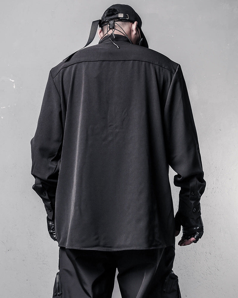 Techwear Asymmetric Layered Longline Shirt