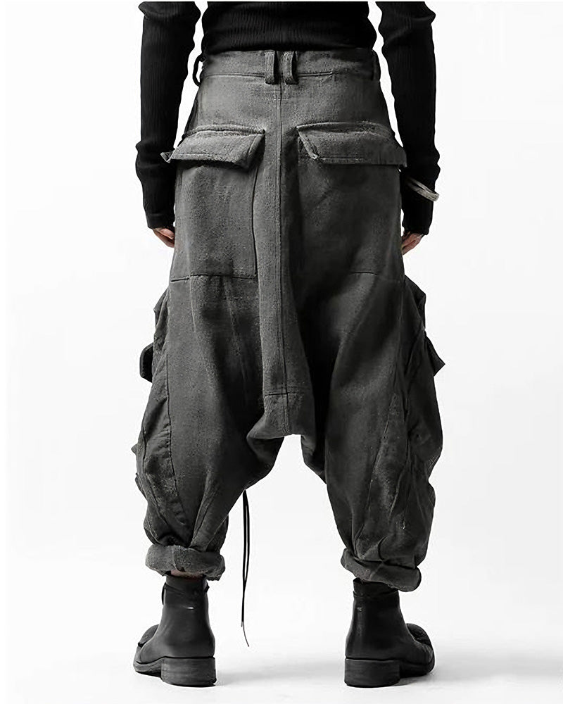 Wasteland Drop-Crotch Multi-Pocket Harem Pants