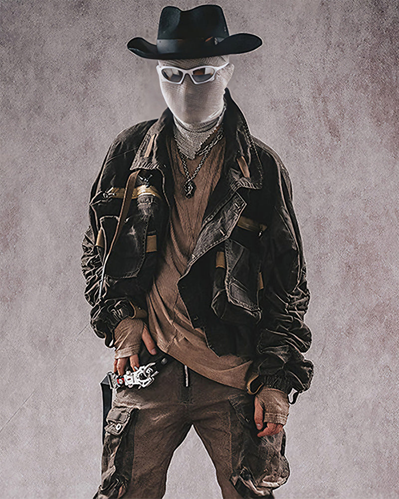 Post-Apocalyptic Multi-Pocket Utility Bomber Jacket