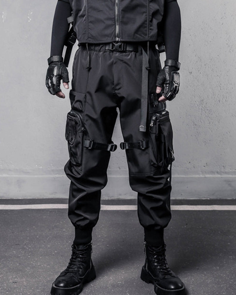 Functional Black Multi-Pocket Cargo Pants
