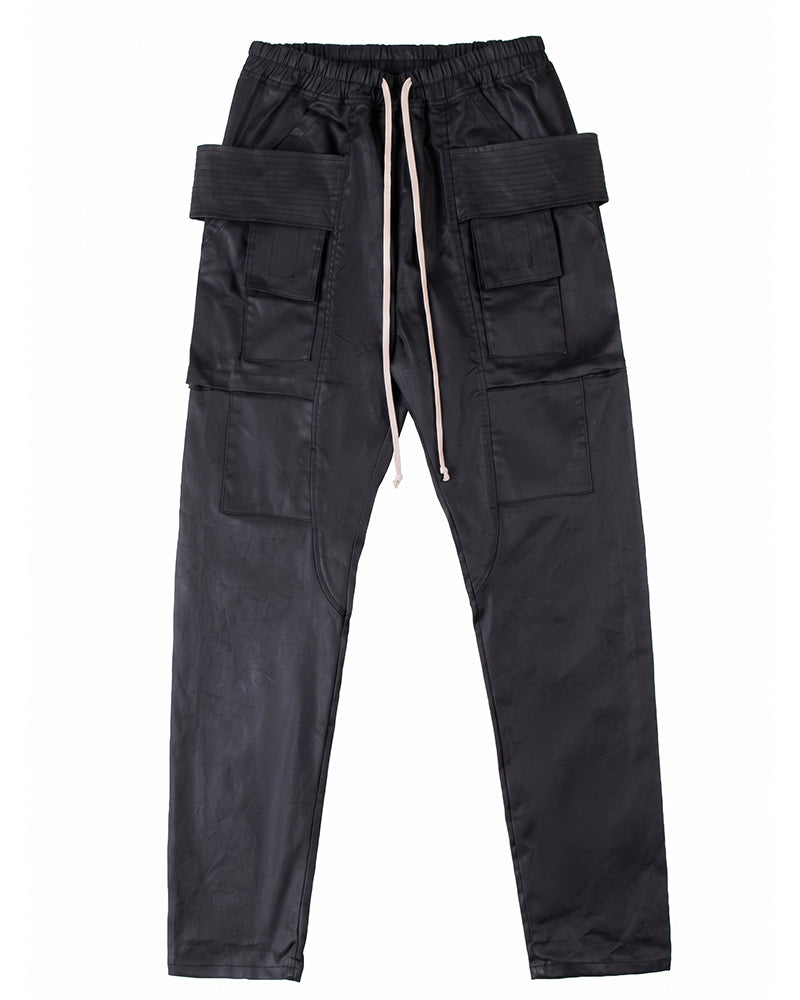 Waxed Multi‑Pocket Deconstructed Utility Cargo Pants
