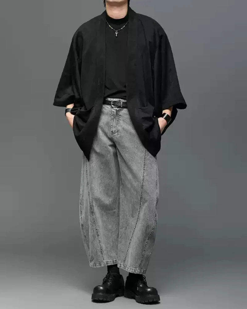 Japanese Vintage Curved Knife Cropped Straight Pants