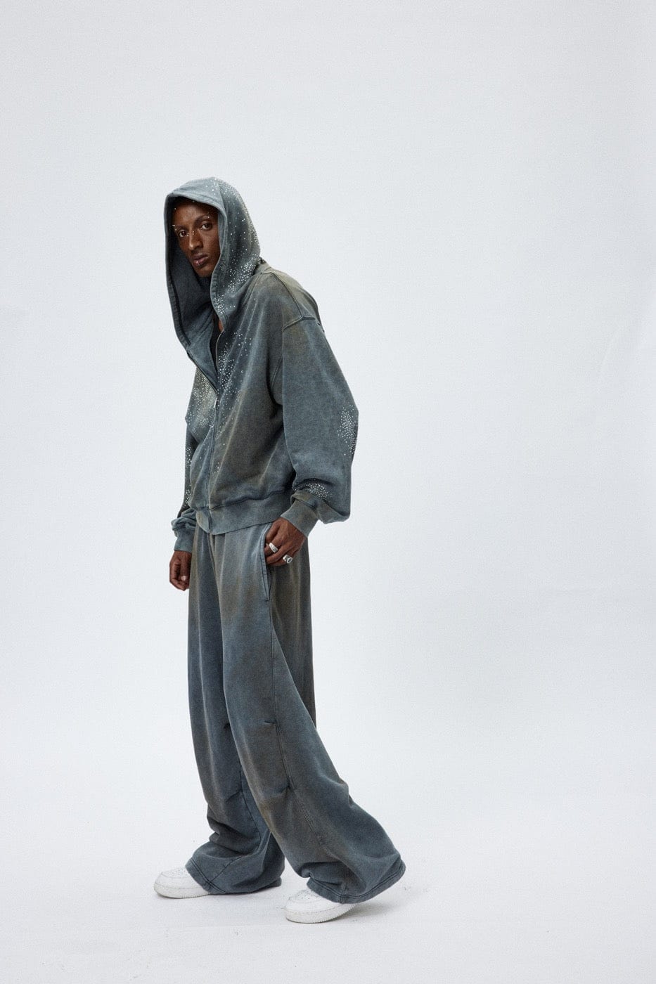 Distressed Crinkled Baggy Sweatpants