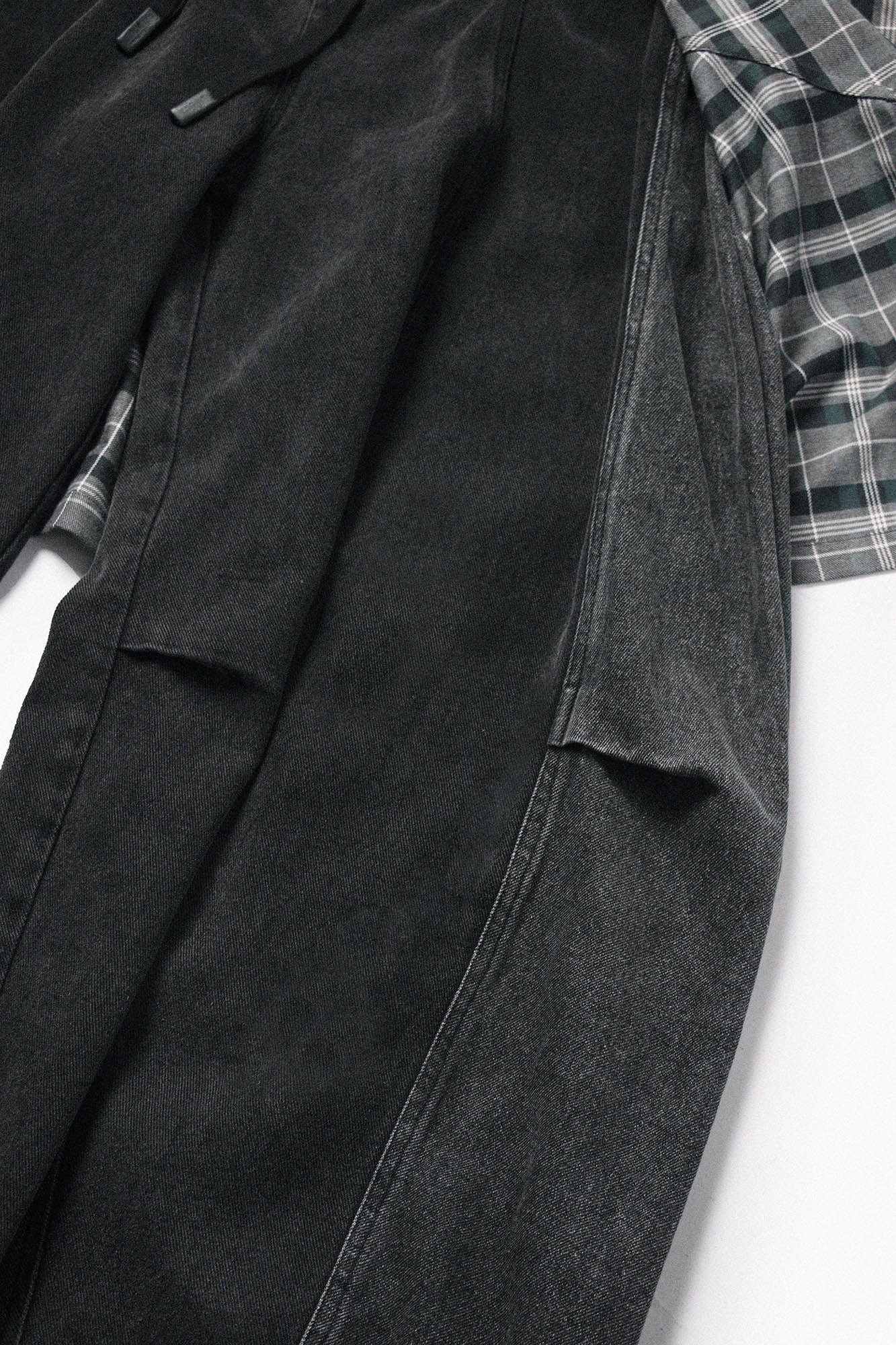 Detachable Plaid Back Flap Spliced Jeans