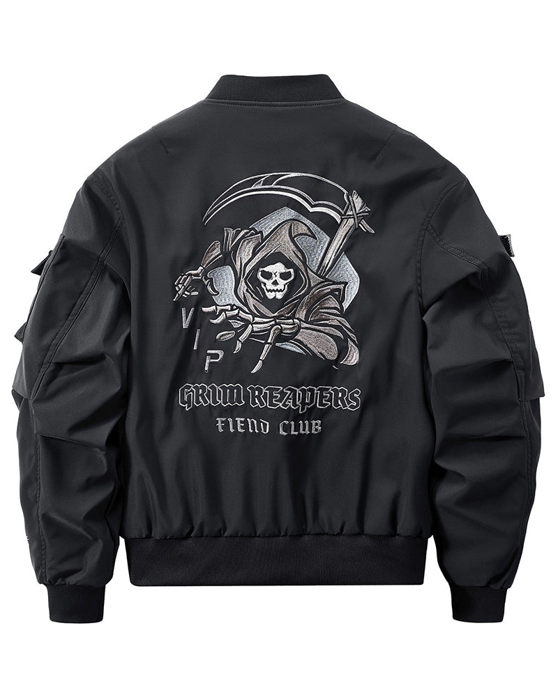 Techwear Skull Black Bomber Cyberpunk Jacket