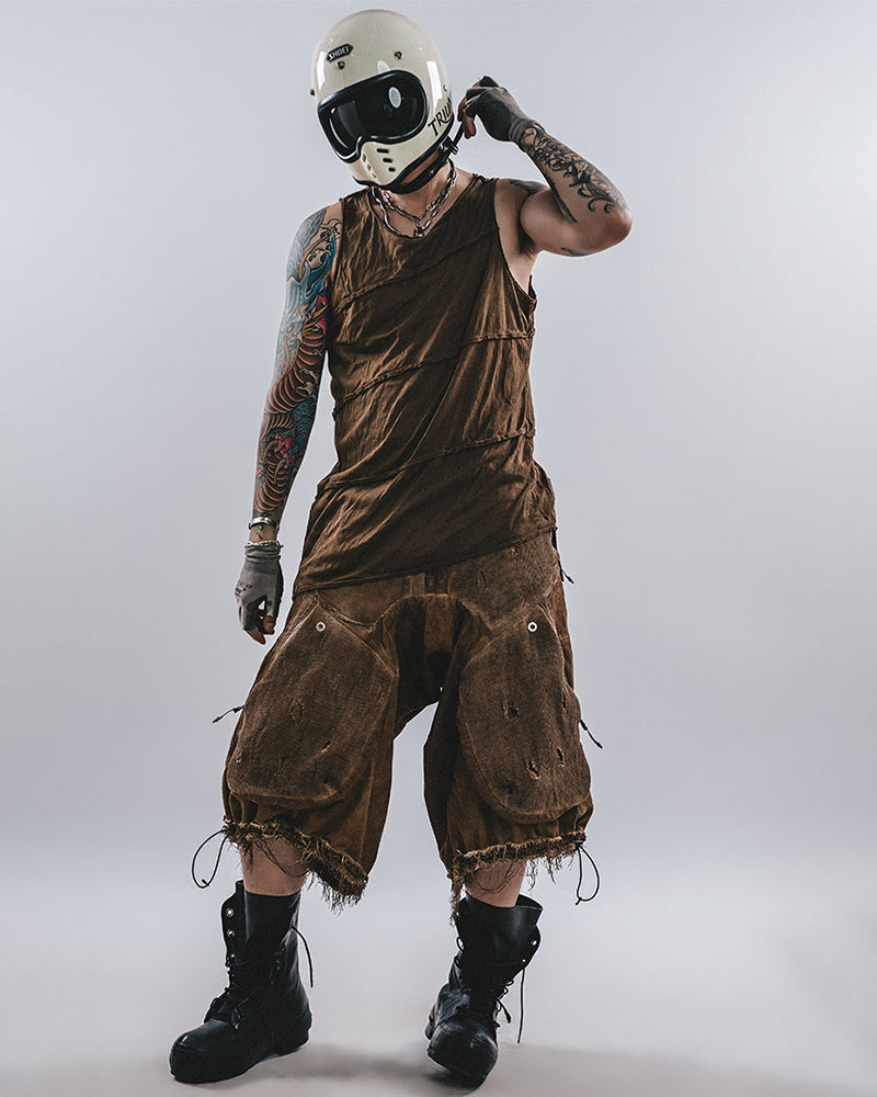 Wasteland Style Washed Spiral Cut Sleeveless T-Shirt