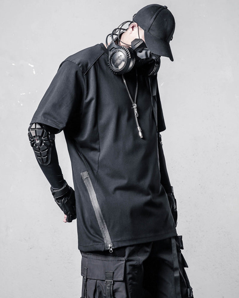 Techwear Patchwork Zipper T-Shirt