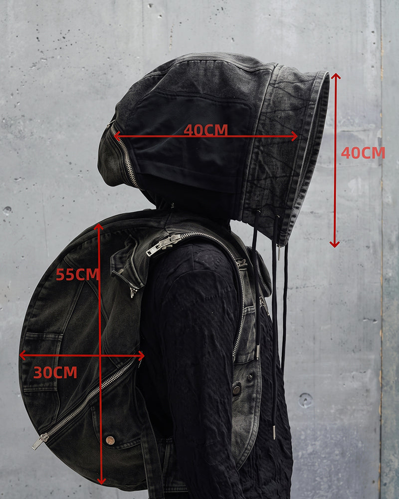 Dystopian Multi-Zip Hooded Utility Backpack Vest