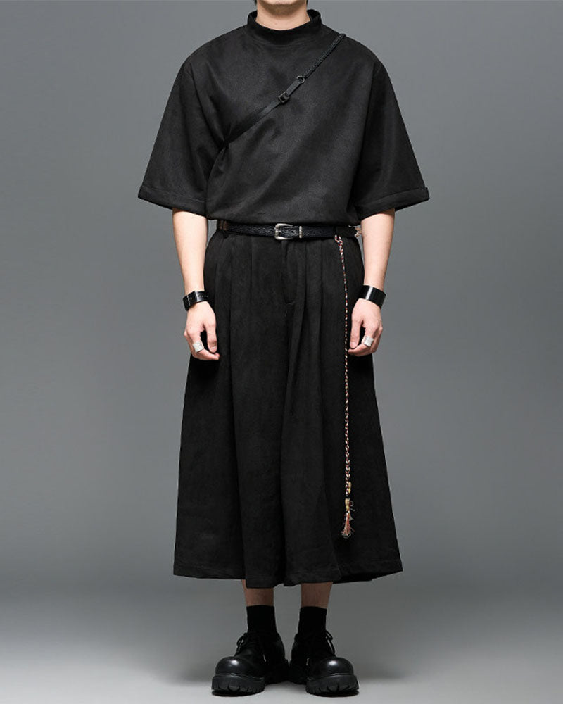 Modern Japanese Mock Neck T-Shirt