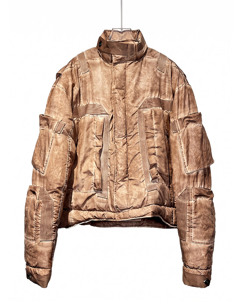 Post‑Apocalyptic Distressed Multi‑Pocket Down Jacket
