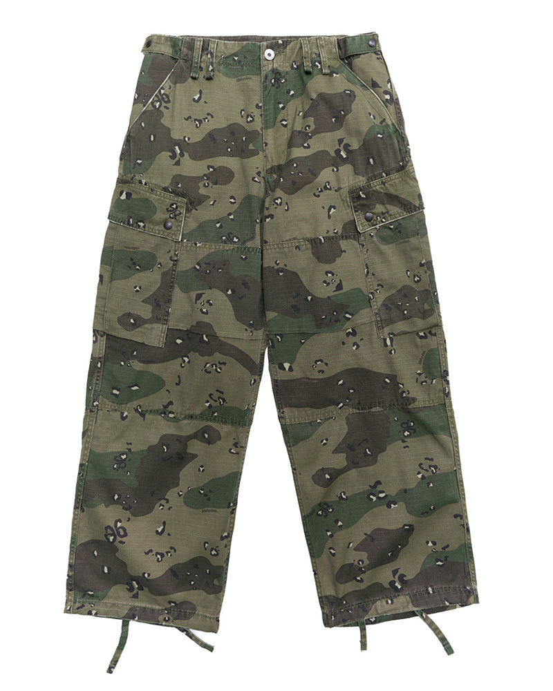 Washed Straight-Leg Camo Cargo Pants