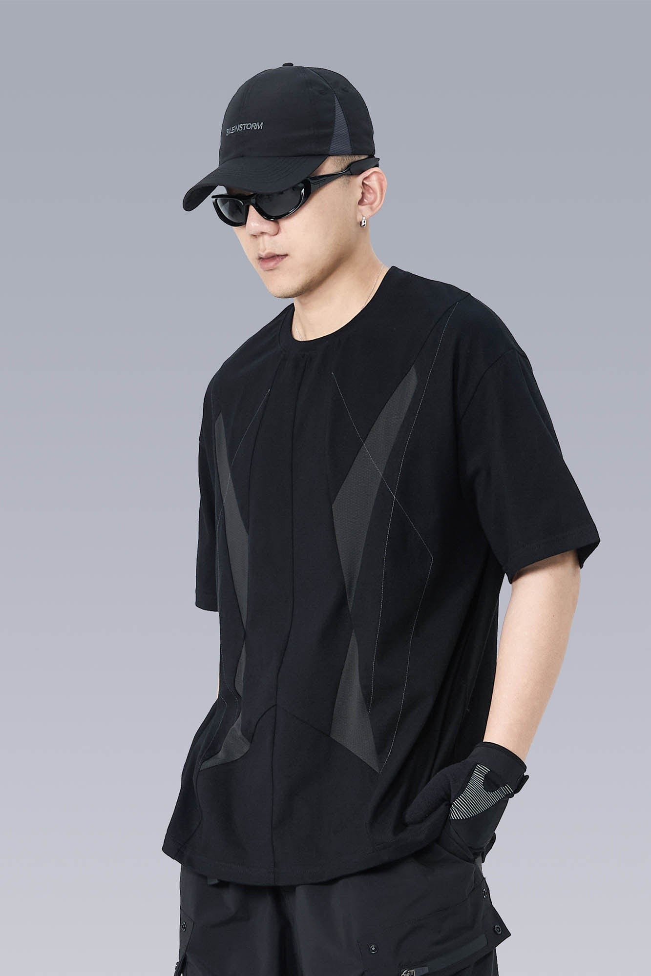 Geometric Spliced Mesh T-Shirt
