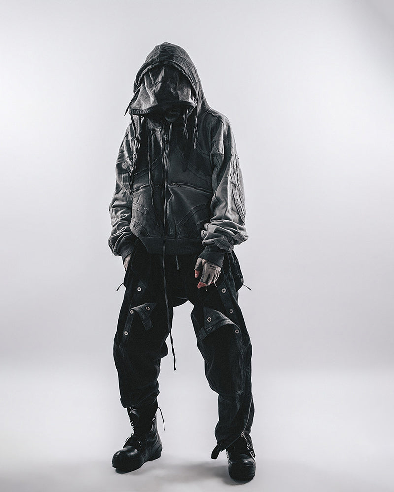 Post-Apocalyptic Deconstructed Patchwork Hooded Jacket