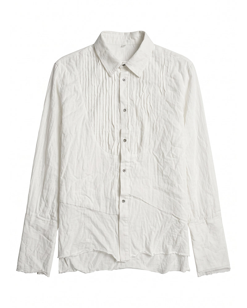 Post-Apocalyptic Distressed Patchwork Pleated Shirt