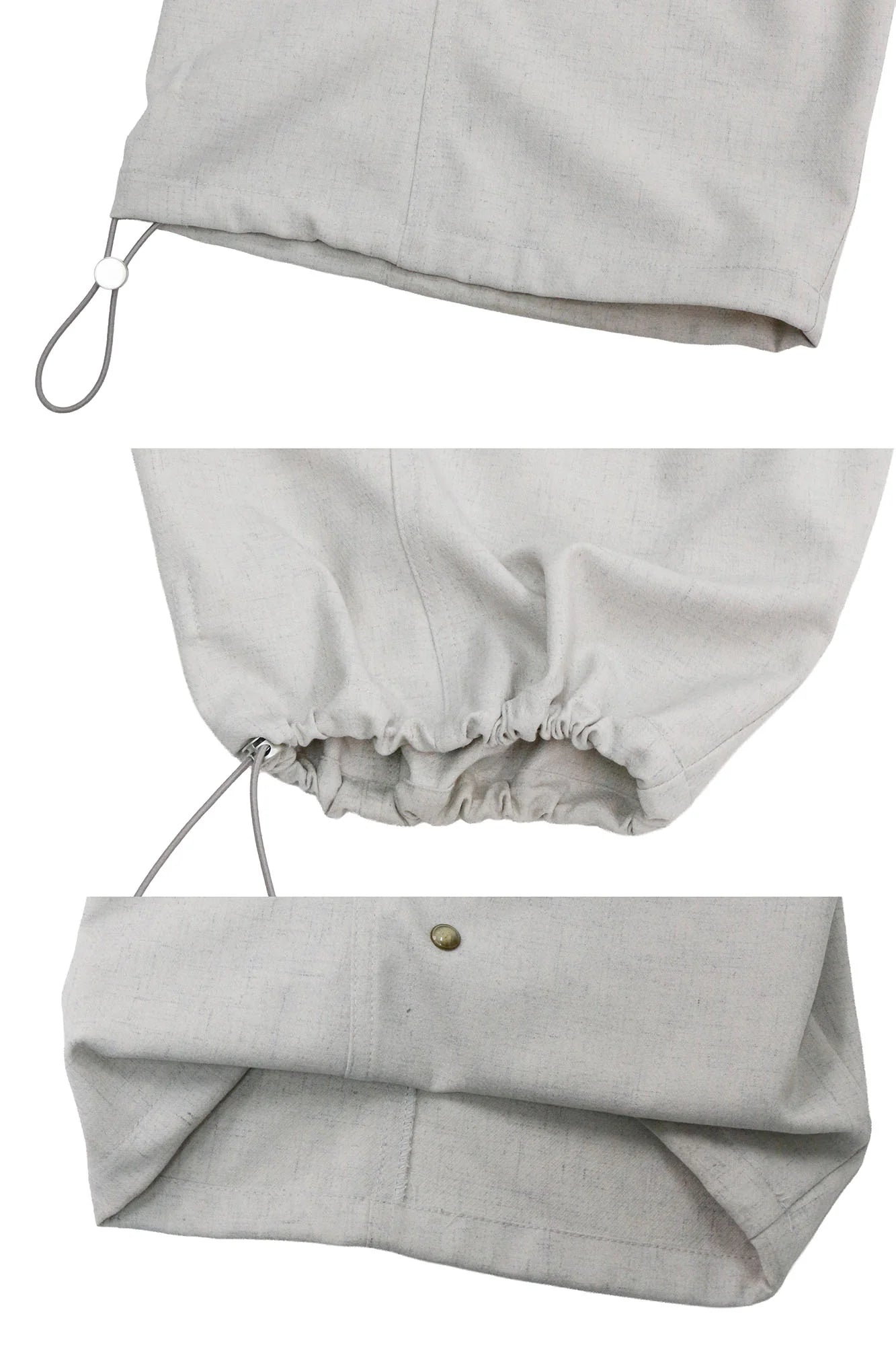Detachable Drape Linen-Blend Cargo Light Gray