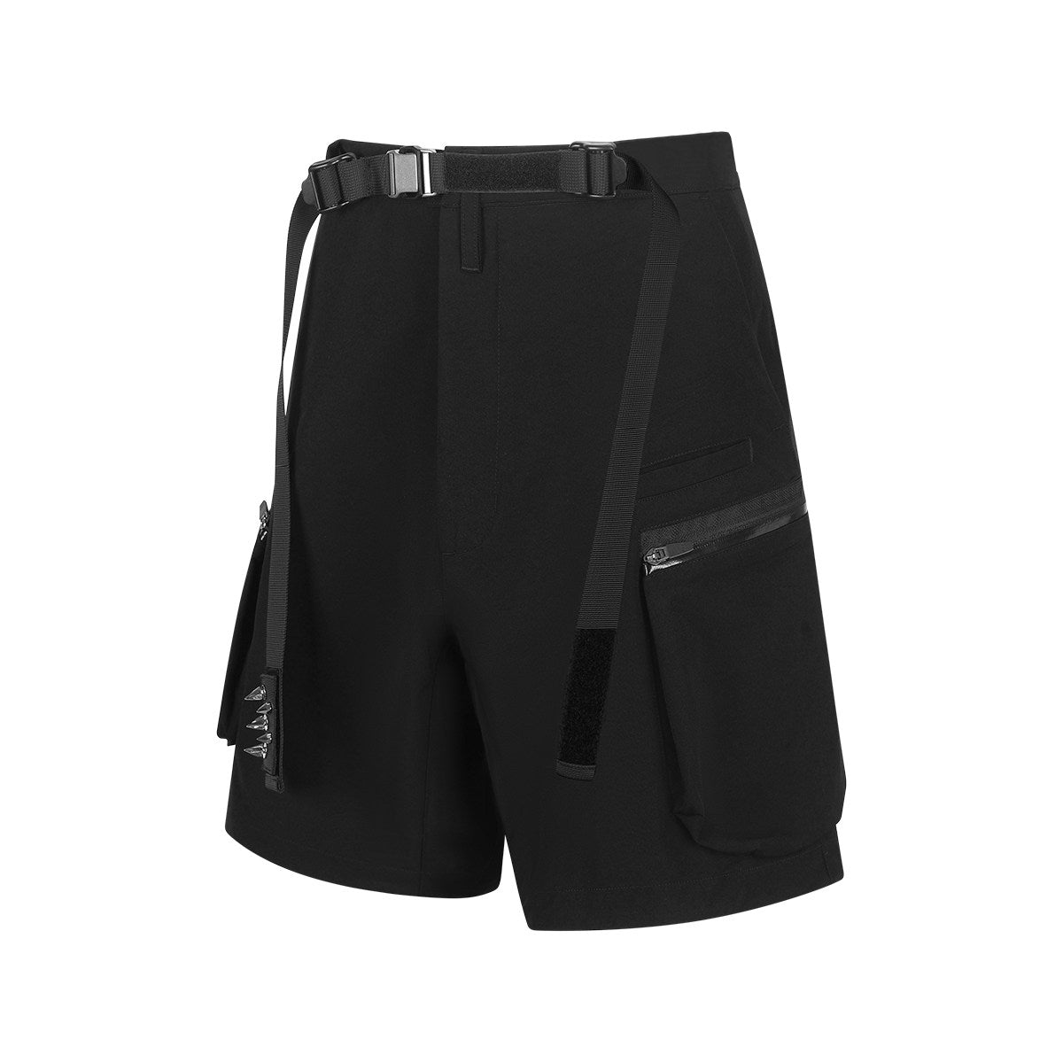 Water-Repellent Adjustable-Waist Techwear Shorts
