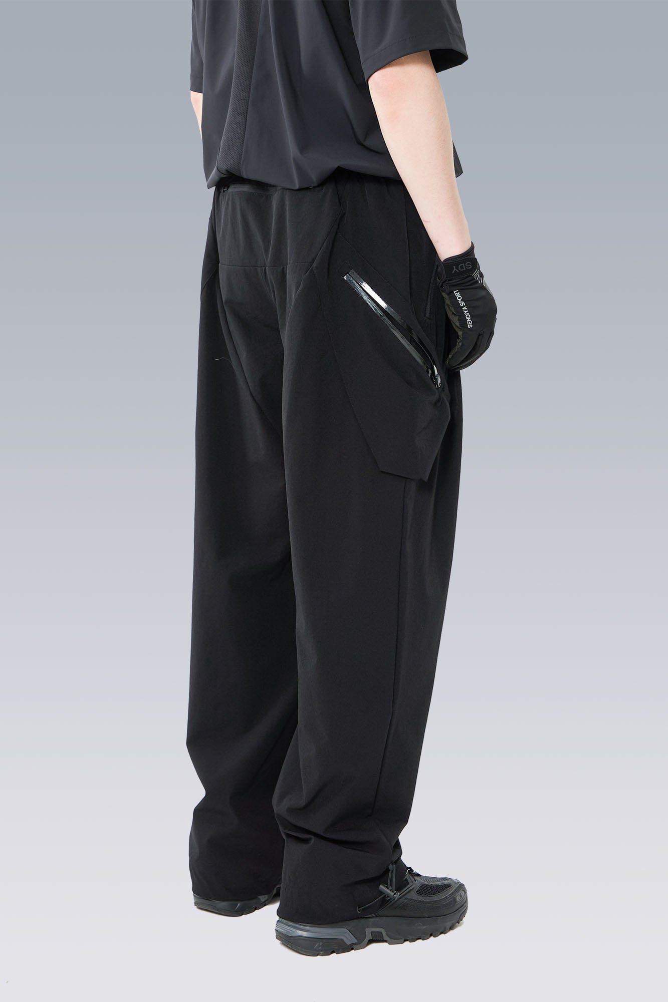 Drawstring-Hem Webbing Belt Utility Pants