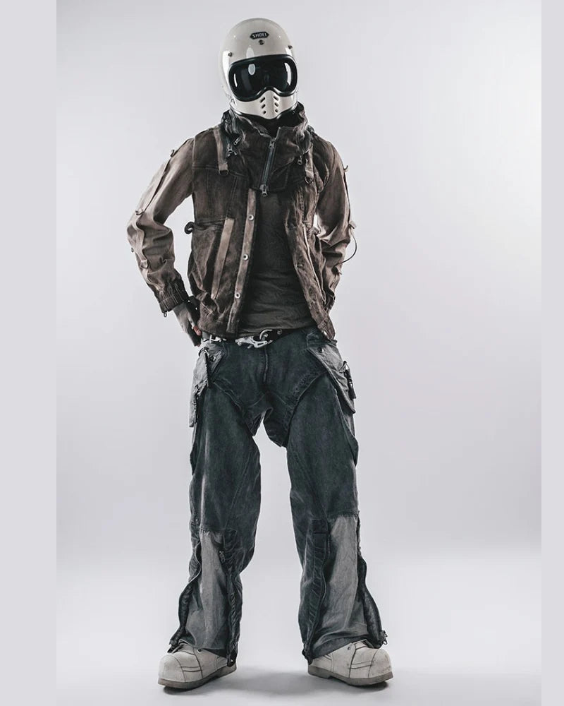 Post-Apocalyptic Wear Multi-Pocket Zipper Cargo Pants