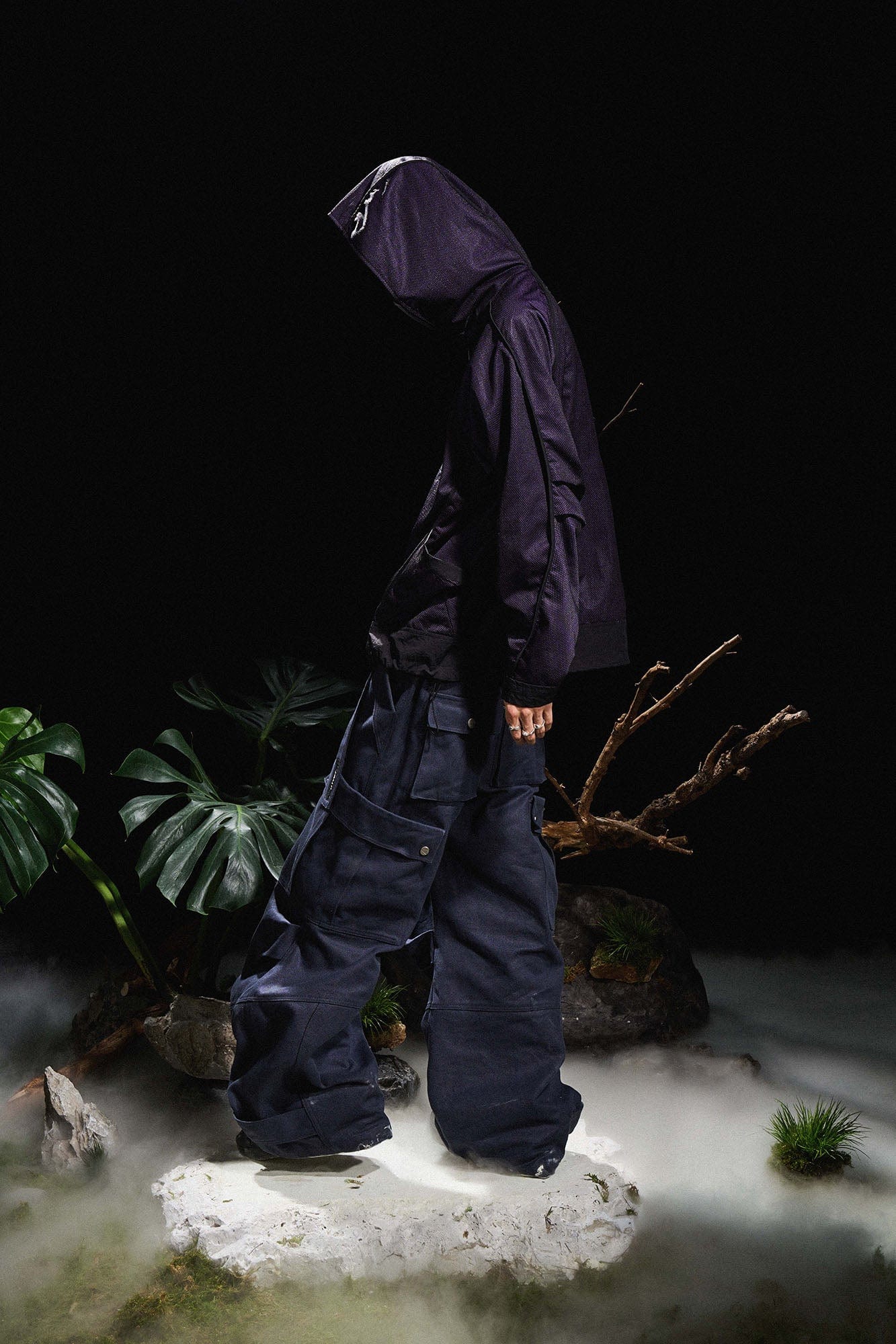 Multi-Pocket Oversized Workwear Cargo Pants Dark Gray