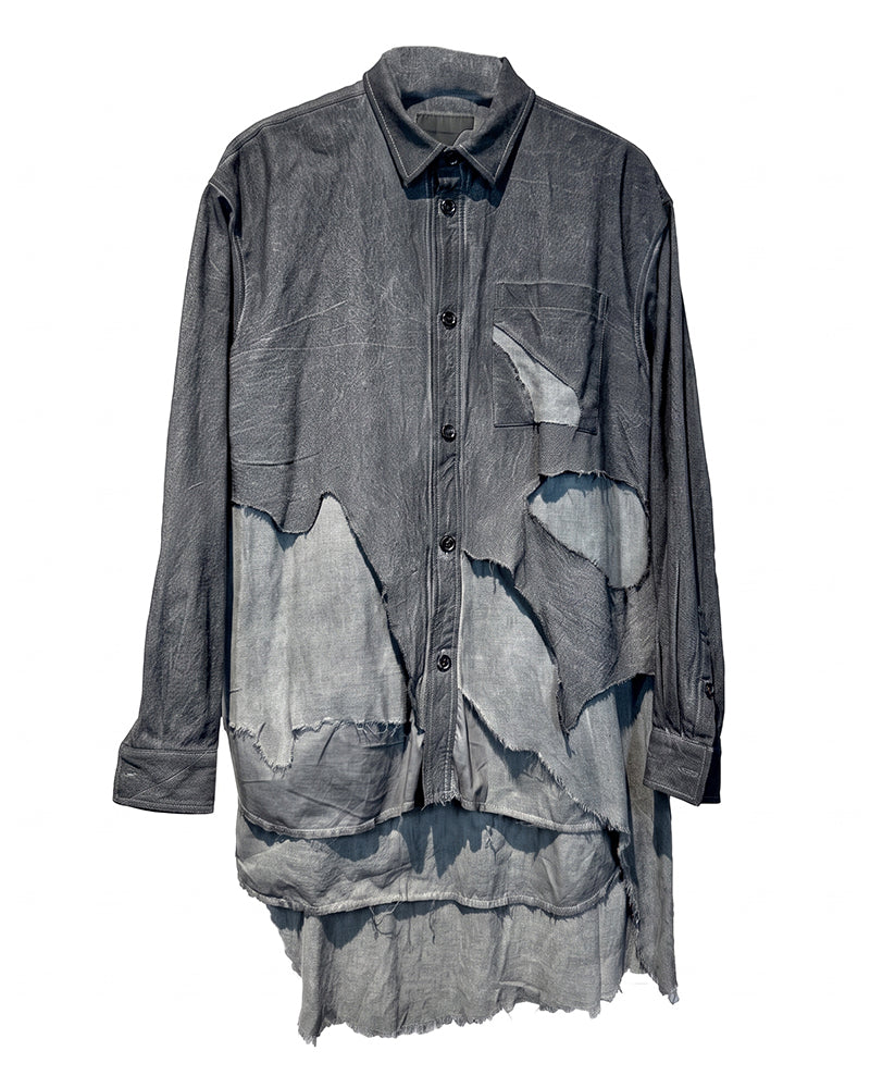 Wasteland Hand‑Hollowed Asymmetric Deconstructed Shirt
