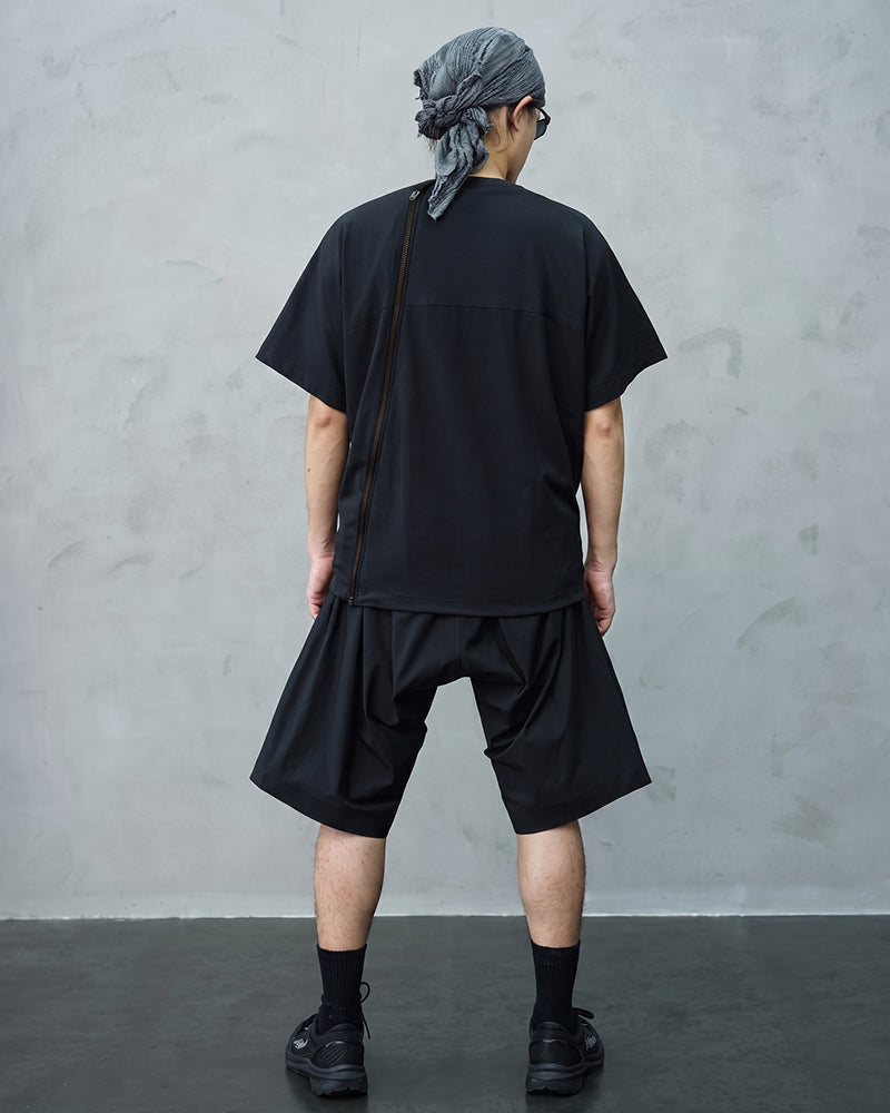 Quick-Release Zipper Collarless Techwear T-Shirt