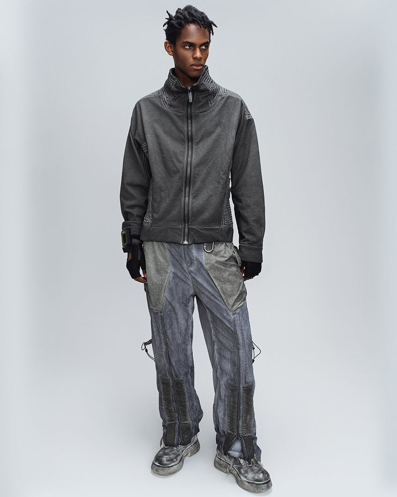 Washed Textured Panel Tech Jacket