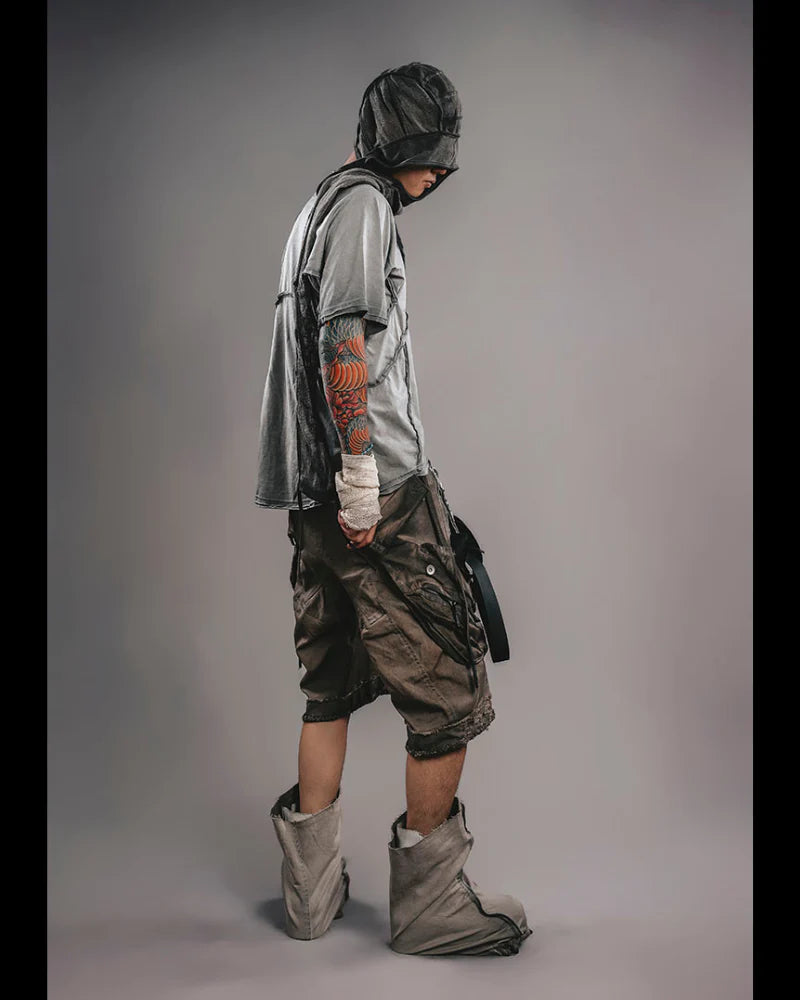 Wasteland Wear 3D Cut Distressed Raw Edge Raglan T-Shirt